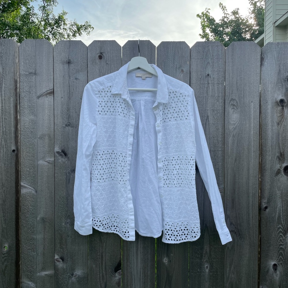 White Lace Loft Button Down